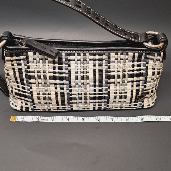 THE SAK Woven fabric and genuine leather small shoulder bag black white - Picture 11 of 12